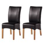 Chaises capitonnées Fauna (lot de 2) Imitation cuir Noir - Noir / Chêne