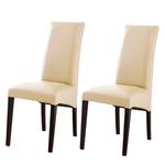 Chaises capitonnées Foxa (lot de 2) Cuir synthétique beige / Hêtre marron foncé - Beige - Hêtre foncé