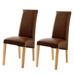 Gestoffeerde stoelen Foxa (set van 2) bruin kunstleer/beukenhout - Bruin - Lichte beukenhout