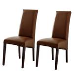 Gestoffeerde stoelen Foxa (set van 2) bruin kunstleer/donkerbruin beukenhout - Bruin - Donker beukenhout