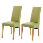 Chaises capitonnées Foxa (lot de 2) Imitation cuir vert / Hêtre - Citron vert - Hêtre clair