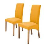 Chaises capitonnée Foxa (lot de 2) Textile - Curry / Chêne massif