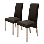 Chaises capitonnée Foxa (lot de 2) Textile - Marron foncé / Chêne de Sonoma