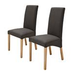 Gestoffeerde stoelen Foxa (set van 2) geweven stof - Grijsbruin/eikenhout