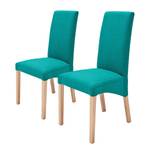 Chaises capitonnée Foxa (lot de 2) Textile - Bleu pétrole / Hêtre