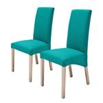 Chaises capitonnée Foxa (lot de 2) Textile - Bleu pétrole / Chêne de Sonoma