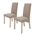 Gestoffeerde stoelen Foxa (set van 2) geweven stof - Taupe/Sonoma eikenhout