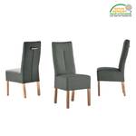 Chaises capitonnées Funny II (lot de 2) Cuir synthétique - Anthracite / Chêne