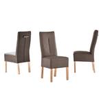 Chaises capitonnées Funny II (lot de 2) Cuir synthétique - Marron / Hêtre