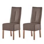 Chaises capitonnées Funny II (lot de 2) Cuir synthétique - Marron / Chêne