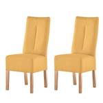 Chaises capitonnées Funny II (lot de 2) Cuir synthétique - Curry / Hêtre naturel