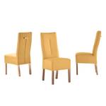 Gestoffeerde stoelen Funny kunstleer - Kerriegeel/massief eikenhoutkleurig