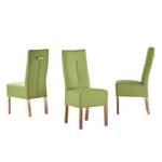 Chaises capitonnées Funny II (lot de 2) Cuir synthétique - Vert kiwi / Chêne