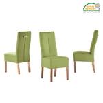 Chaises capitonnées Funny II (lot de 2) Cuir synthétique - Vert kiwi / Chêne