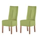 Chaises capitonnées Funny II (lot de 2) Cuir synthétique - Vert kiwi / Chêne