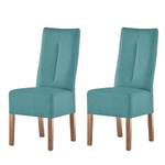 Chaises capitonnées Funny II (lot de 2) Cuir synthétique - Bleu pétrole / Chêne