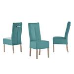 Chaises capitonnées Funny II (lot de 2) Cuir synthétique - Bleu pétrole / Chêne de Sonoma