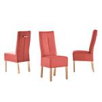 Gestoffeerde stoelen Funny kunstleer - Rood/beukenhoutkleurig
