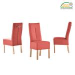 Chaises capitonnées Funny II (lot de 2) Cuir synthétique - Rouge / Hêtre