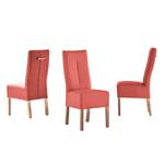 Chaises capitonnées Funny II (lot de 2) Cuir synthétique - Rouge / Chêne