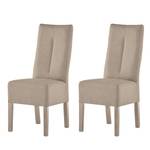 Chaises capitonnées Funny II (lot de 2) Cuir synthétique - Taupe / Chêne de Sonoma