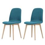 Chaises rembourrées Helvig I (lot de 2) Tissu / Chêne massif - Tissu Vesta : Bleu pétrole