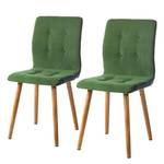 Gestoffeerde stoel Troon I vilt/massief eikenhout - Donkergrijs/groen - 2-delige set