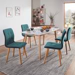 Gestoffeerde stoel Troon I vilt/massief eikenhout - Donkergrijs/petrolblauw - 2-delige set