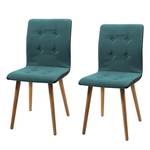 Chaise capitonnée Troon I Feutre / Chêne massif - Gris foncé / Bleu pétrole - Lot de 2