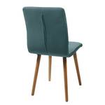 Chaise capitonnée Troon I Feutre / Chêne massif - Gris foncé / Bleu pétrole - Lot de 2