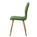 Chaise capitonnée Kean I Tissu / Chêne massif - Vert - Lot de 2