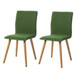 Chaise capitonnée Kean I Tissu / Chêne massif - Vert - Lot de 2