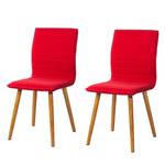 Gestoffeerde stoel Kean I geweven stof/massief eikenhout - Rood - 2-delige set