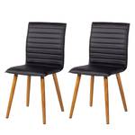 Chaises rembourrées Kean II (lot de 2) Imitation cuir / Chêne massif - Noir / Chêne