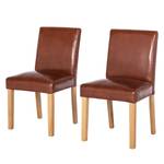 Chaises capitonnées Laurel (lot de 2) Cuir régénéré - Cognac