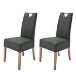 Chaises capitonnées Lenya (lot de 2) Imitation cuir - Anthracite / Chêne