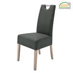 Gestoffeerde stoelen Paki kunstleer - Antracietkleurig/Sonoma eikenhout