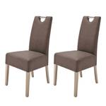 Chaises capitonnées Lenya (lot de 2) Imitation cuir - Marron / Imitation chêne de Sonoma