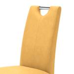 Gestoffeerde stoelen Paki kunstleer - Kerriegeel/natuurlijk beukenhoutkleurig