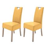 Chaises capitonnées Lenya (lot de 2) Imitation cuir - Curry / Chêne de Sonoma