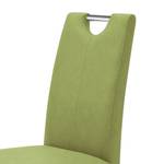 Chaises capitonnées Lenya (lot de 2) Imitation cuir - Vert kiwi / Hêtre naturel