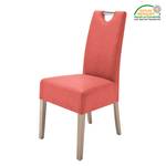 Chaises capitonnées Lenya (lot de 2) Imitation cuir - Rouge / Chêne de Sonoma