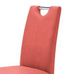 Chaises capitonnées Lenya (lot de 2) Imitation cuir - Rouge / Chêne de Sonoma