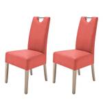 Chaises capitonnées Lenya (lot de 2) Imitation cuir - Rouge / Chêne de Sonoma