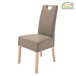 Chaises capitonnées Lenya (lot de 2) Imitation cuir - Taupe / Hêtre