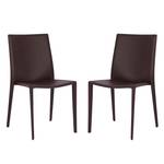 Chaises Lucy (lot de 2) Imitation cuir - Marron foncé