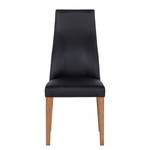 Chaises rembourrées Maine (lot de 2) Chêne massif / Cuir véritable - Noir / Imitation chêne clair