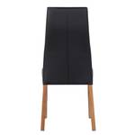 Chaises rembourrées Maine (lot de 2) Chêne massif / Cuir véritable - Noir / Imitation chêne clair