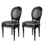 Gestoffeerde stoelen Metropolis Louis (2-delige set) - massief kampferhout/bruin kunstleer