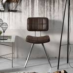 Lot de 2 chaises capitonnées Mimizan II Imitation cuir - Marron / Argenté